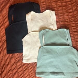 Amazon Ribbed Tank Top Set - Black, Cream, Mint